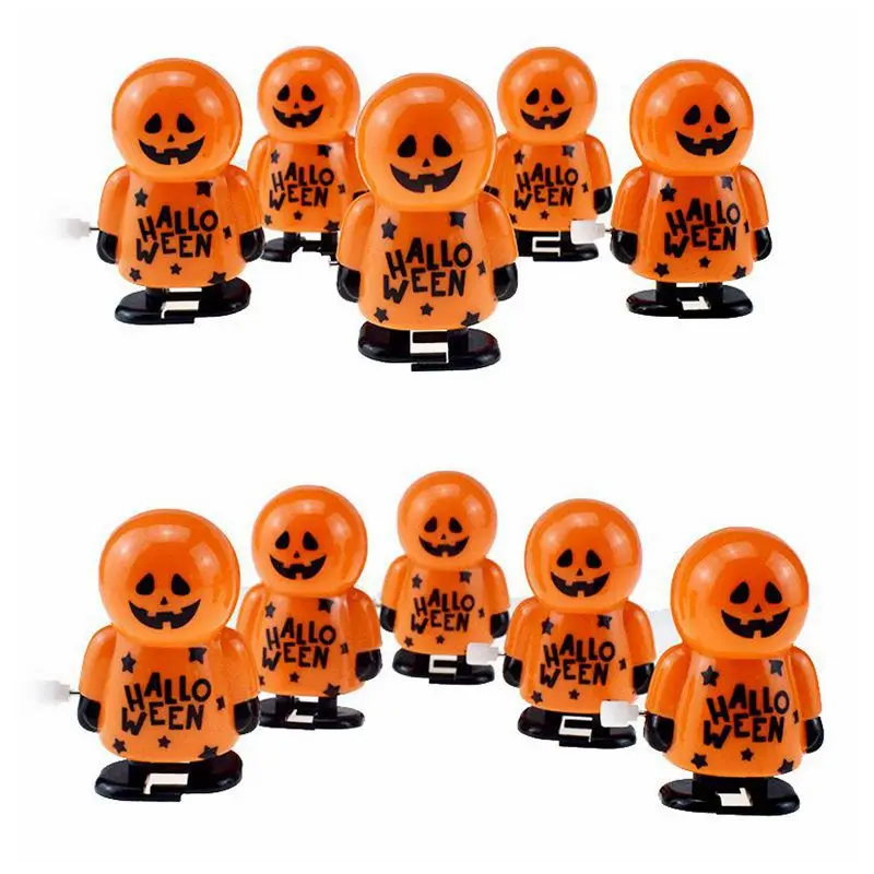 

20pcs/lot Cute Mini Orange Pumpkins Walking Clockwork Toy Creative Classic Plastic Funny Windup Toy For Kids Hallowmas Gift