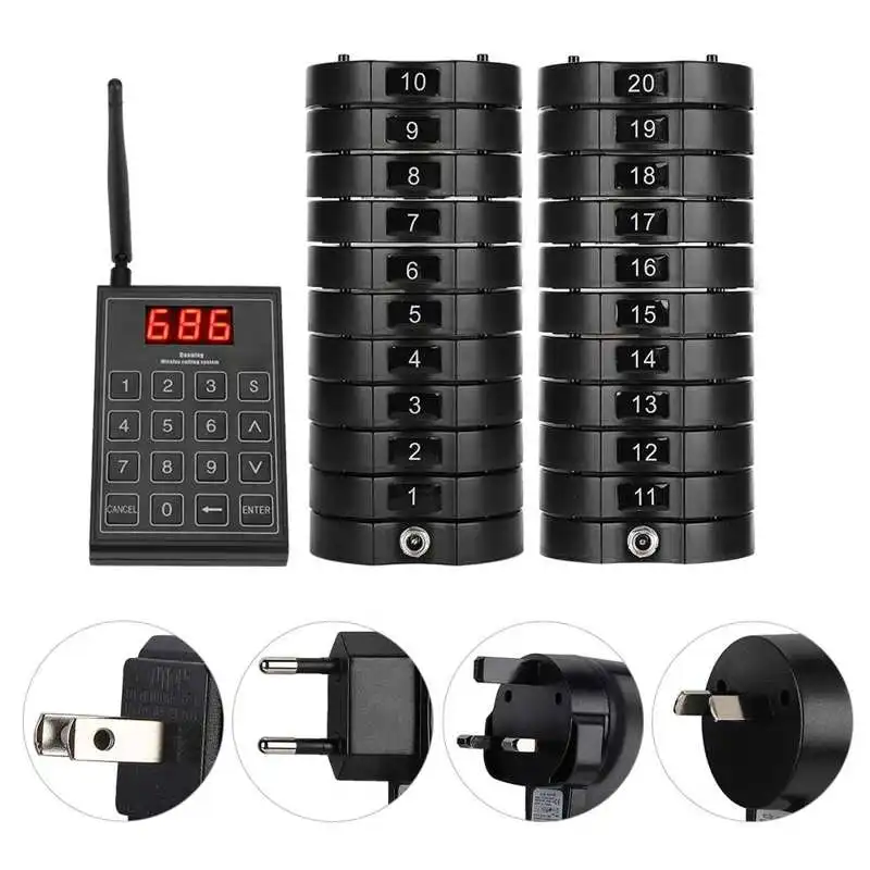 Беспроводной пейджер 668 S для гостевого клиента ресторана с 1 клавиатурой и 20