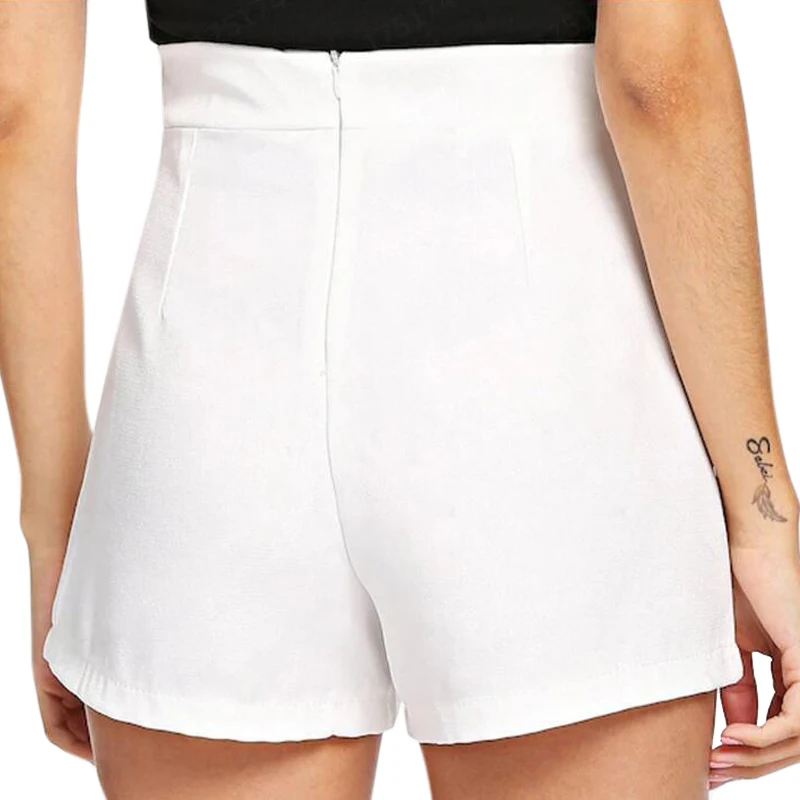 Женские шорты на молнии с бантом черные белые женские для девочек повседневные