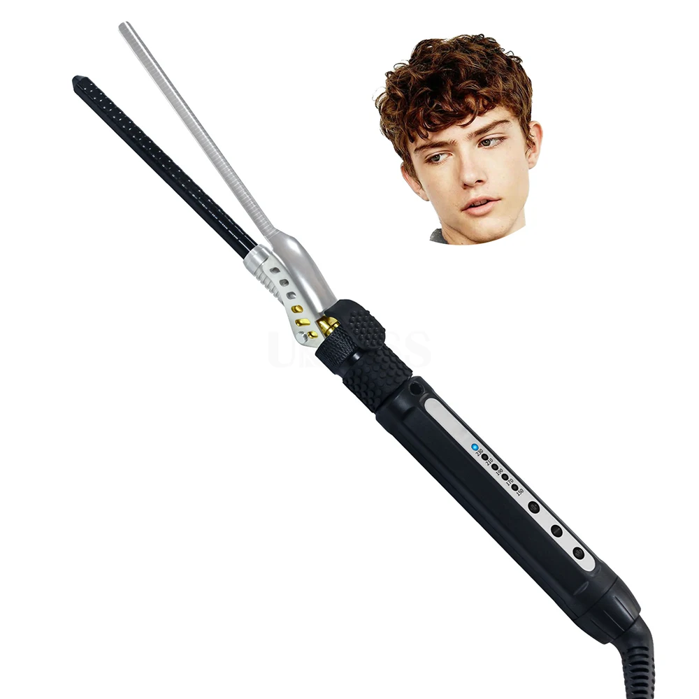 

Curling Iron for Men 7mm Spin Curler 1/4 Inch Small Curls Hair Crimper Curling Wand Roller Hair Corrugated Iron Styling Tools