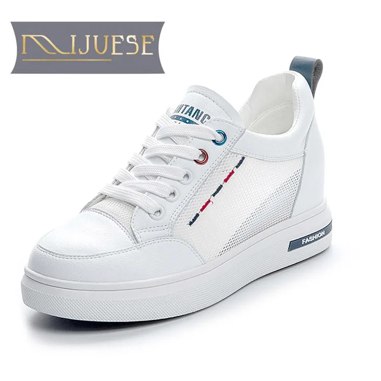 

Женские кроссовки из спилка MLJUFEE, повседневные кроссовки синего цвета на платформе, Вулканизированная подошва, размер 40, 2021