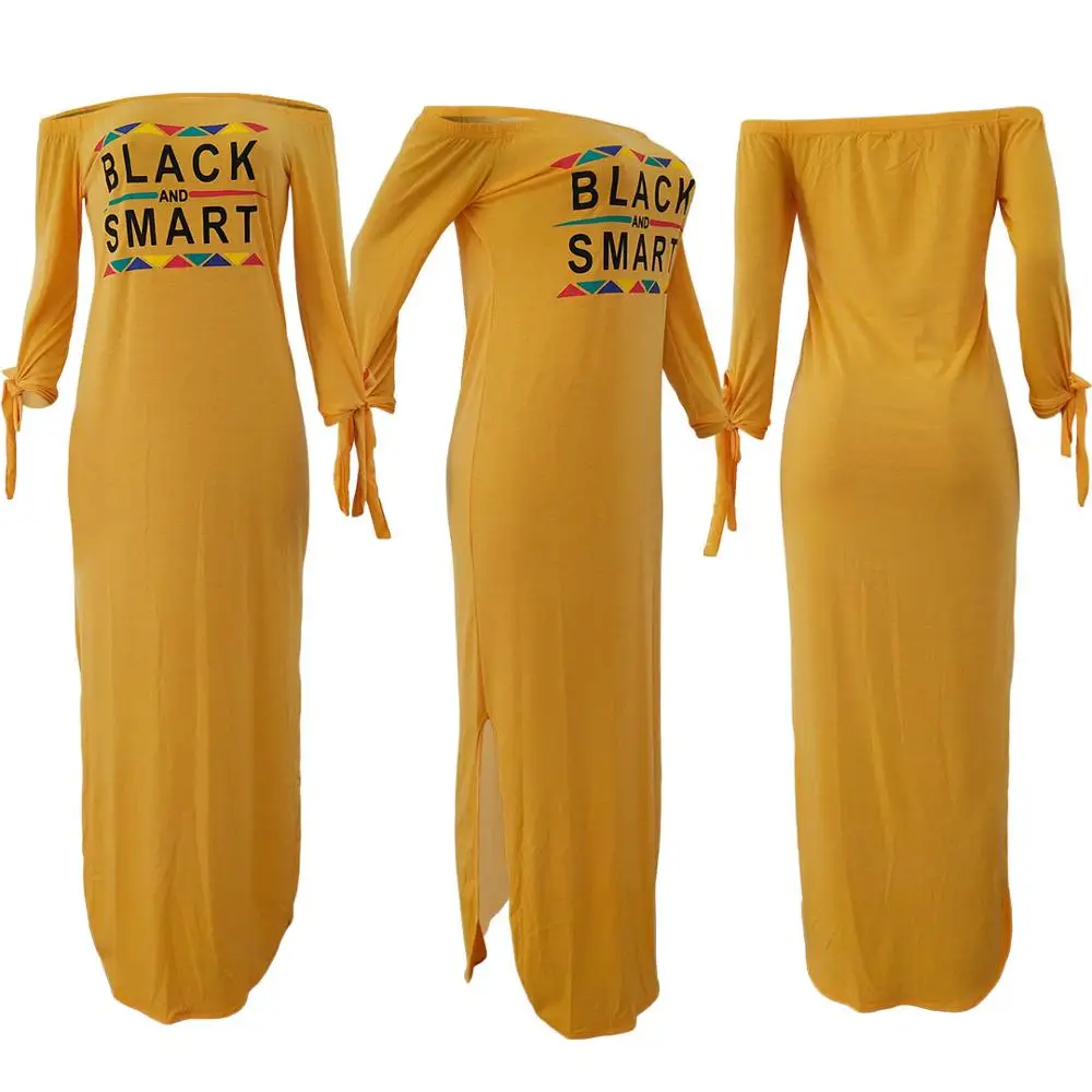 

Autumn new fashion letter print loose dress casual off shoulder long sleeve women's shirt long skirt