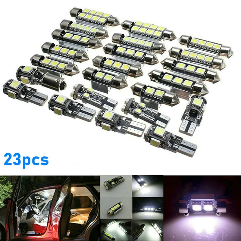 

23pcs Car Interior White LED Light Bulb Dome Trunk Door Replacement Lamp 6500K