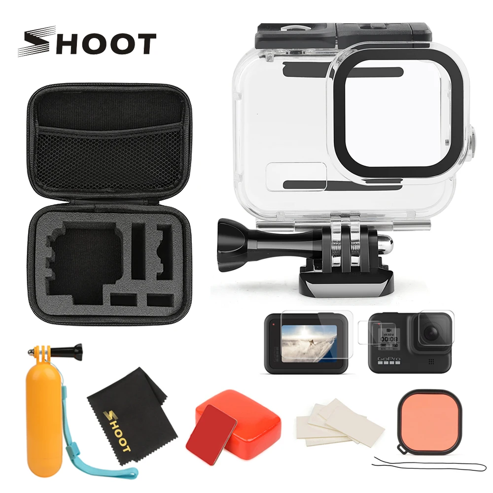 

SHOOT 60M Waterproof Case Accessory Set for GoPro Hero 8 Black Action Camera Protective Cover Housings Mount for GoPro 8 Camera