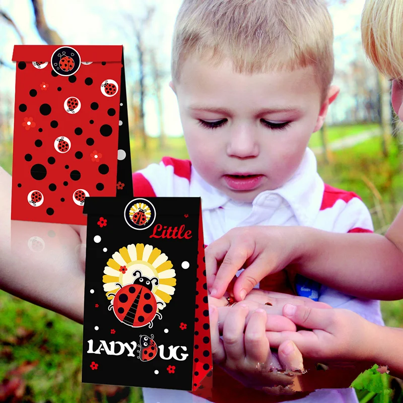 12Pcs Jungle Ladybug Animal Happy Birthday Party Paper Candy Box Kids Gift Cookies Packaging Bags Baby Shower Decor Supplies | Дом и сад