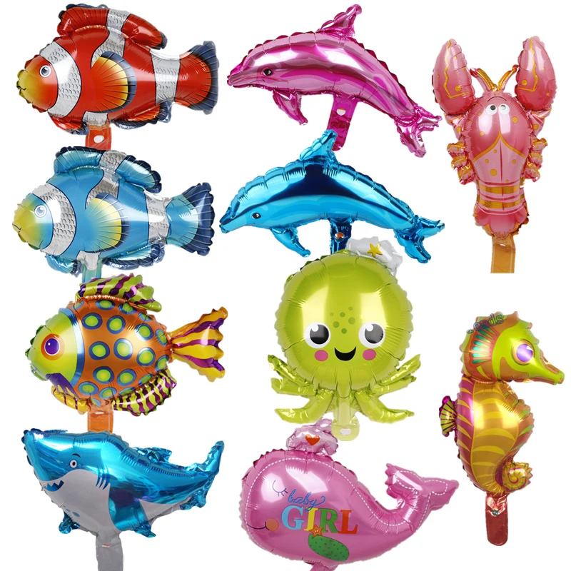 mini sea animal mix Воздушные шары из фольги для мини-рыб, омаров, морских животных, 5 шт., воздушные шары для морского океана, Babyshower, морские украшения для тематических вечеринок, детский подарок - Цвет: mini sea animal mix
