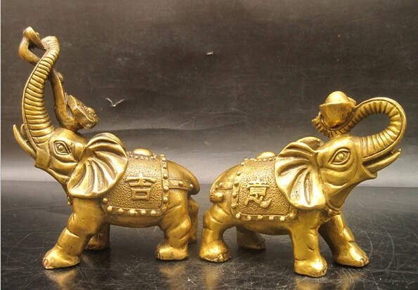 1107 + оптовая продажа бронзовые заводские украшения слон удача пара | Дом и сад