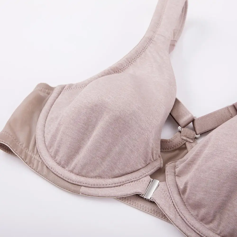 

Women's Underwire Support Unlined Plunge Full Coverage Racerback Front Closure Bras Plus Size