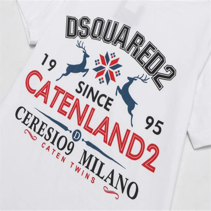 

2021 new Dsquared2 printing short-sleeved T-shirt men's letter mirror printing D2 fashion trend summer tide LO8045