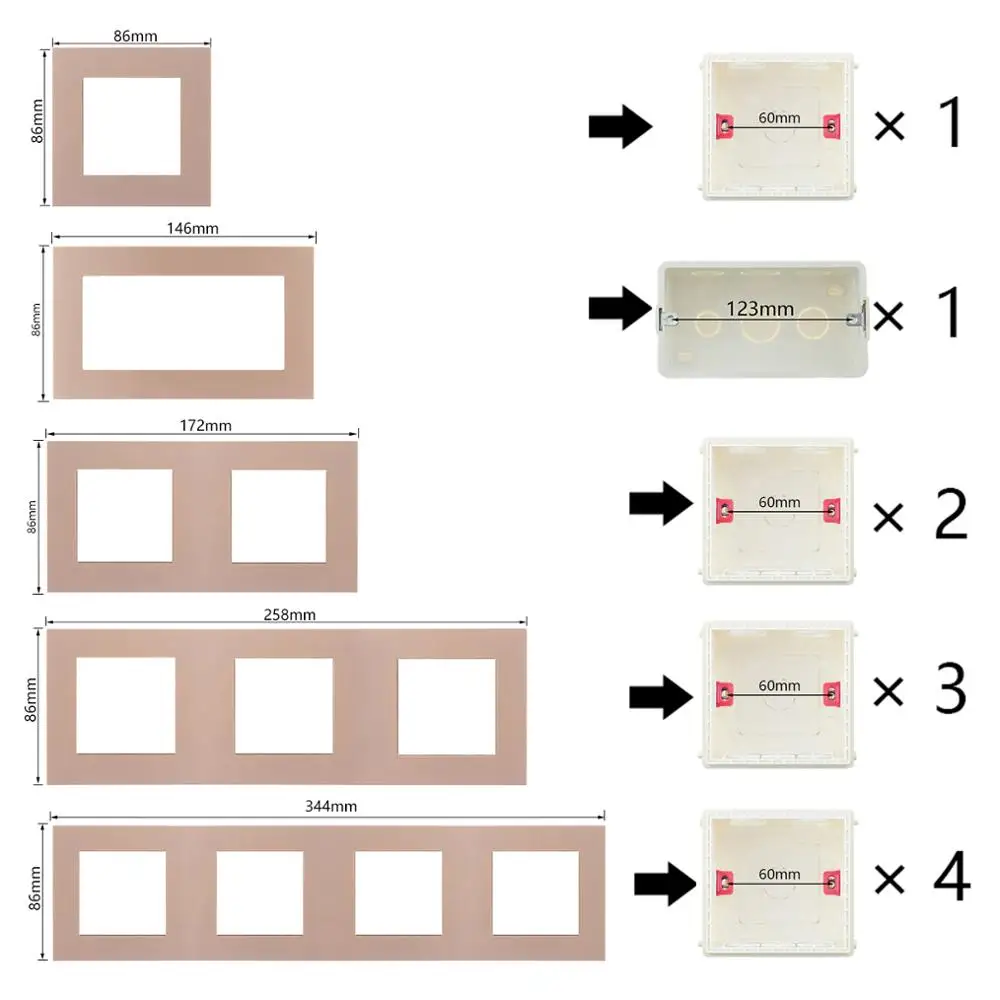 S серия-Золотая пластиковая рамка Одиночная двойная Тройная четырехпанельная