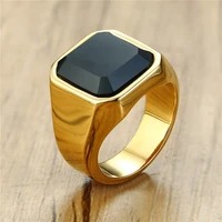 nhgbft black color signet ring for mens stainless steel classic square ring male jewelry dropshipping