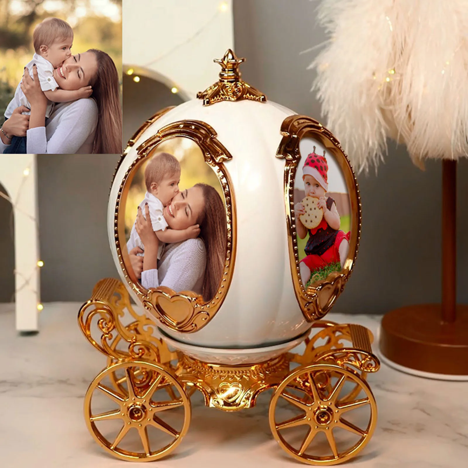 

Frame Personalized Pumpkin Car Photo Frame Music Box Picture Frame Wedding Decorative Accessories Party Desktop Household Decor