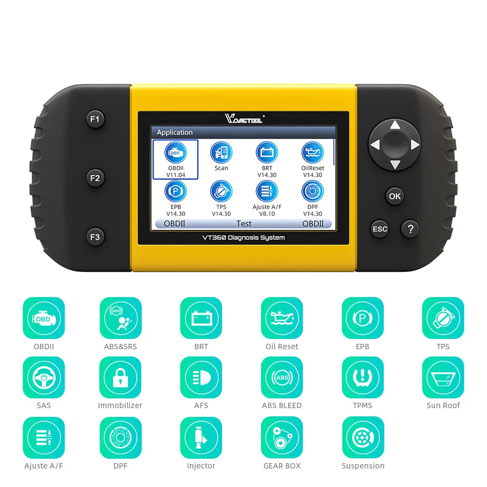 Автомобильный диагностический инструмент VDIAGTOOL OBD 2 VT360 OBDII ABS подушка