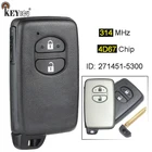 KEYECU 314,3 МГц 4D67 чип 271451-5300 Смарт 2 кнопки дистанционный ключ-брелок от машины для Toyota Prius Aqua IQ Ractis Belta Vitz Corolla Axio