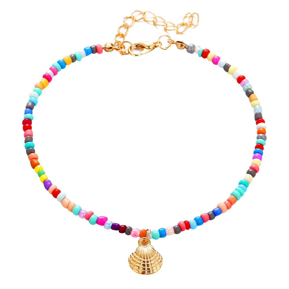 

new Colorful Crystal Beads Drop Anklets for Women Boho Gold Color Chain Ankle Bracelet Leg Bracelet Ocean Beach Foot Jewelry