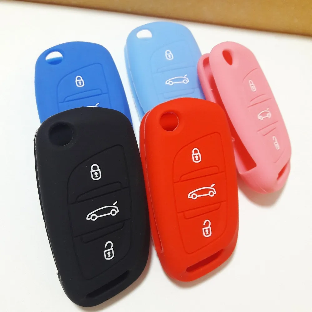 3 кнопки флип складной пульт дистанционного ключа Funda силиконовый Llave для Citroen C2 C4