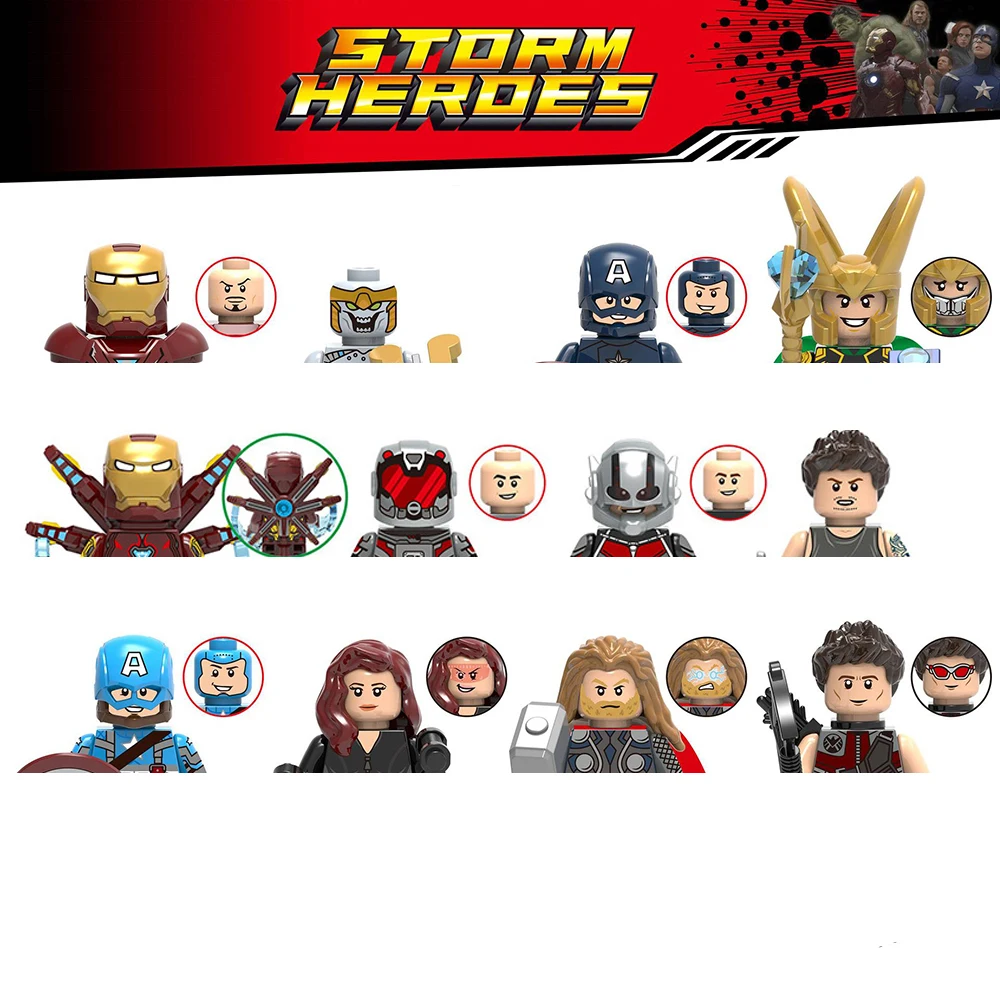 

Avengers Superhero Block Toys Action Figure Spiderman Iron Man Thor Rocky Venom Ant Man Hawkeye American Team Children's Toy