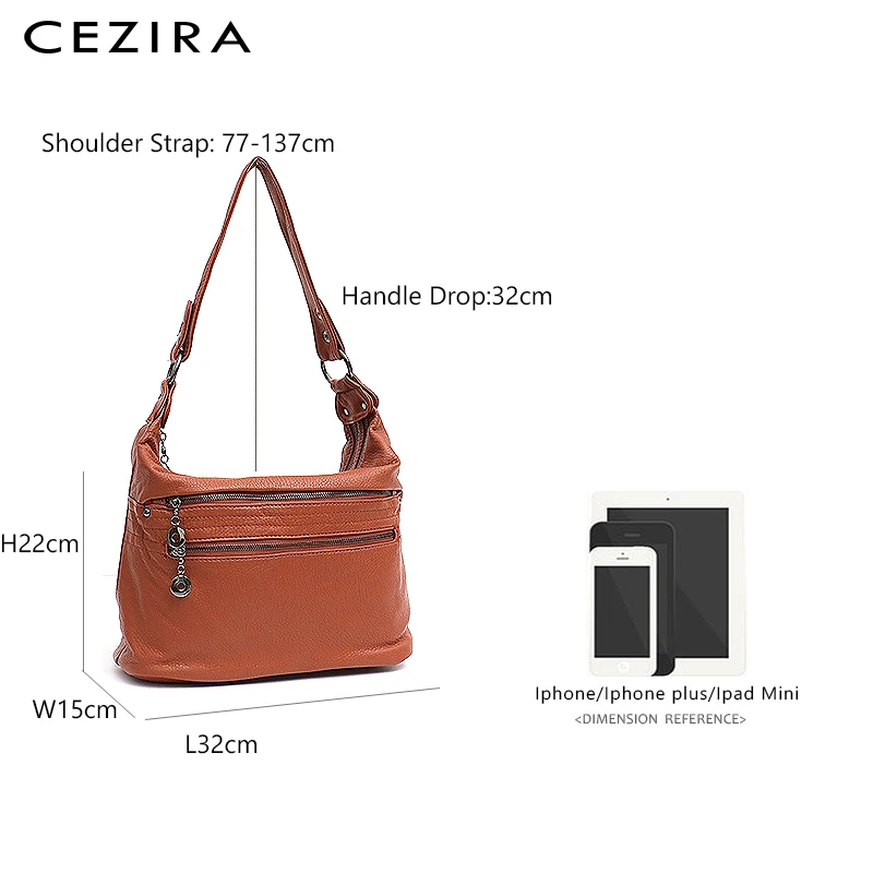 CEZIRA, женская сумка-портфель, милые сумочки-мессенджеры, сумки, сумочки среднего размера, из искусственной кожи, мягкая женская сумка на плечо, с несколькими молниями