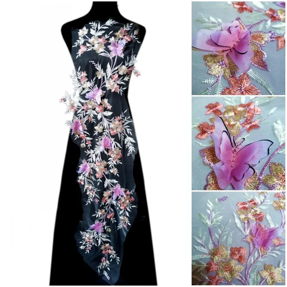 3D цвета с розовыми кружевами 34x123 мм патчи горный хрусталь аппликации для шить на