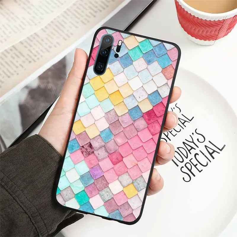 

Fish scale color animal pattern Phone Case For Huawei honor Mate P 10 20 30 40 i 9 8 pro x Lite smart 2019 nova 5t