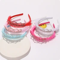 2021princess crystal tiaras net yarn lace rhinestone hairhoop crowns headband handmade hair band for kids girls hair accessories