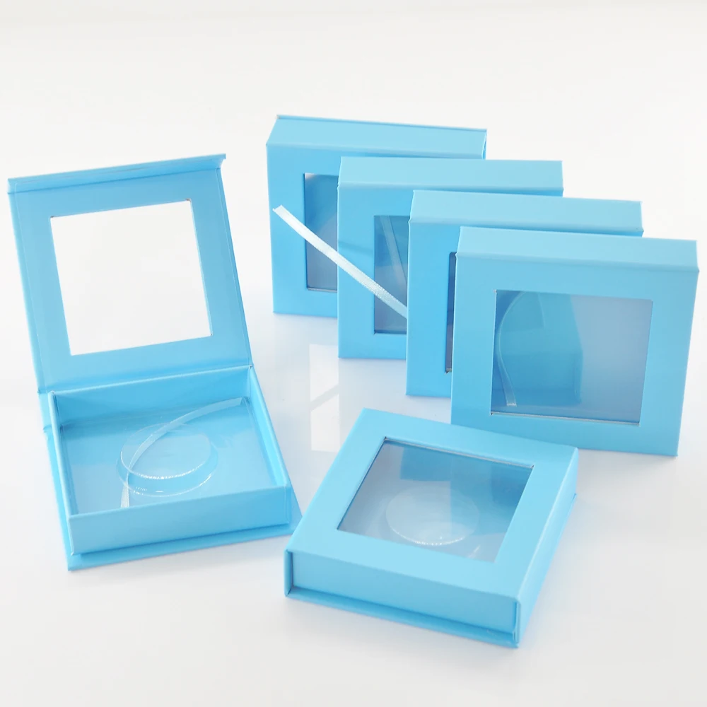 

Wholesale eyelash packaging box lash boxes package custom square magnetic blue mink lashes makeup case vendors fast shipping