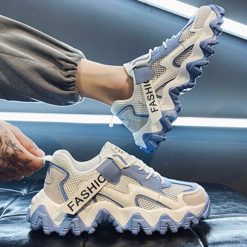 

Кроссовки мужские дышащие, удобная повседневная обувь для тренировок, тенниса, бежевые, белые, на лето