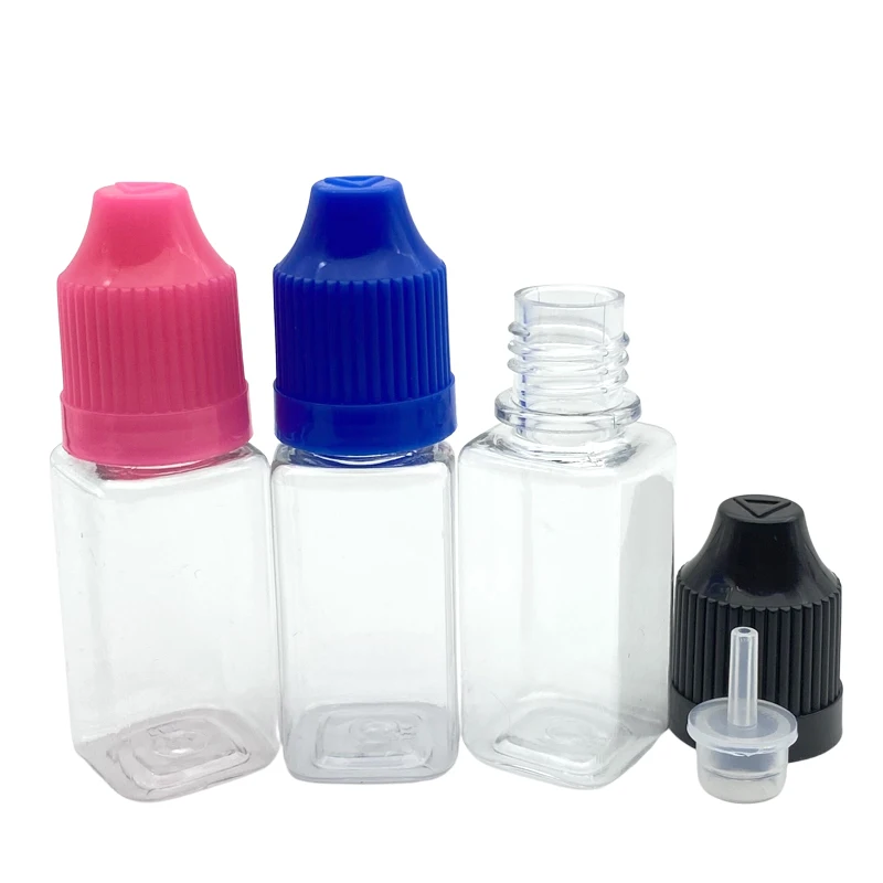 5 шт. прозрачная квадратная пластиковая бутылка 10 мл с защитой от детей для