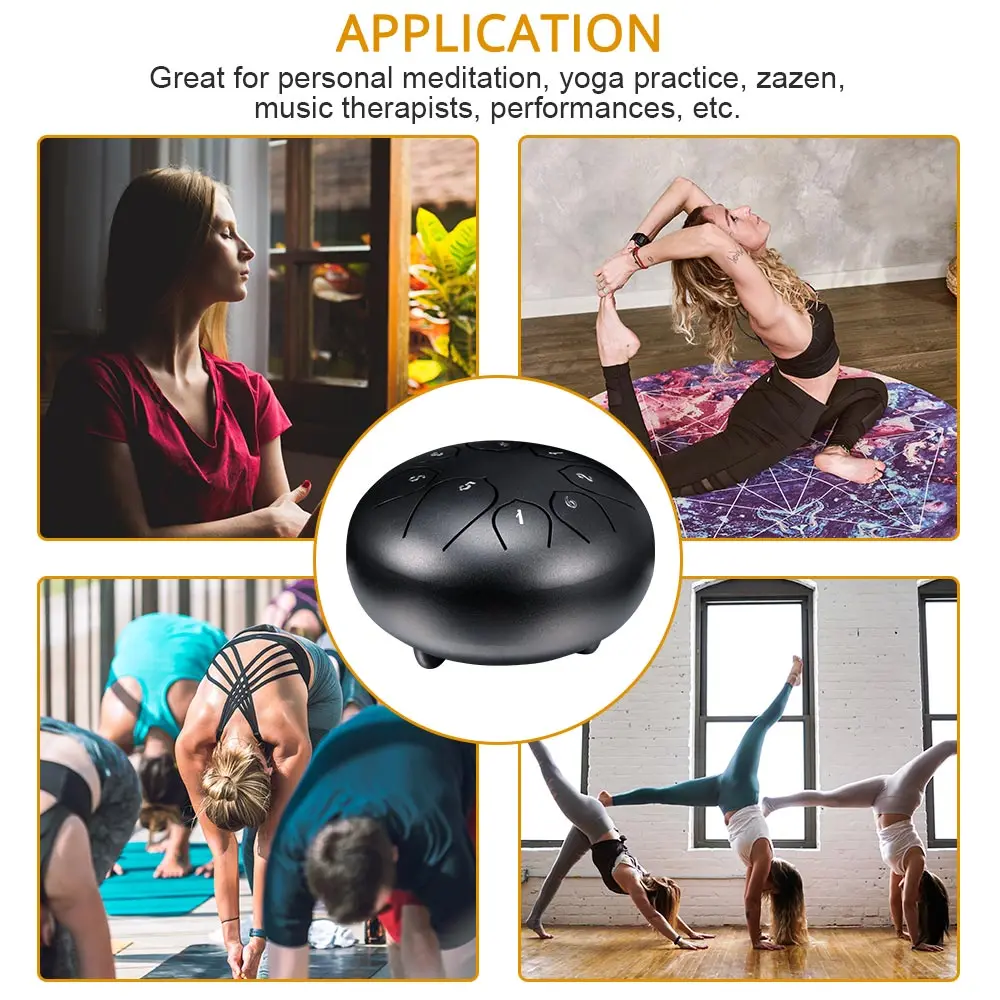 

6 Inch Steel Tongue Drum 8 Tune Hand Pan Drum Tank Drum With Drumsticks Carrying Bag Percussion Instruments