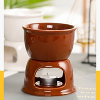1 set of ceramic chocolate hot pot with 2 forks ice cream bowl chocolate butter insulated pot