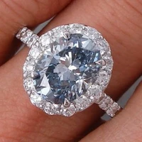 fashionable romantic blue diamond engagement wedding princess ring love size 5 11
