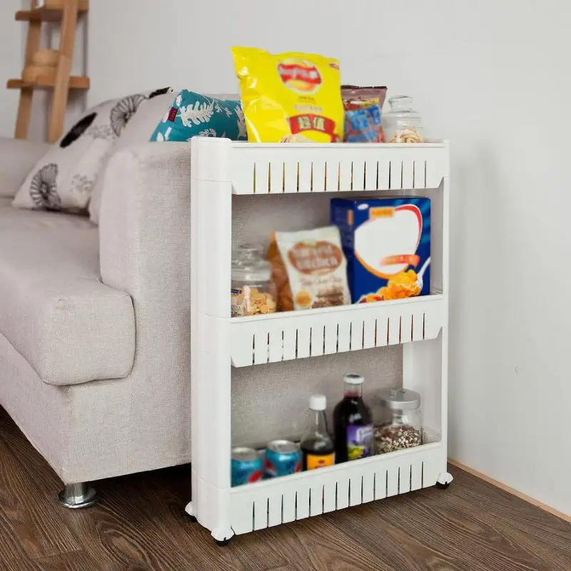 3 Layer Plastic Shelf Cart Kitchen Storage Rack Slim Slide Tower Movable Bathroom Wheels Organizer HWC | Строительство и ремонт