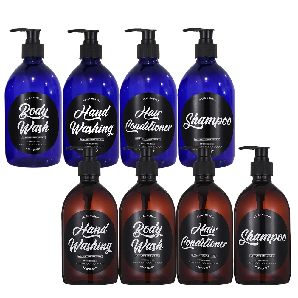 

4pcs Pump Bottle Dispenser 16.9oz/500ml Empty Plastic Refillable Lotion Soap Shampoo Dispenser Container for Bathroom