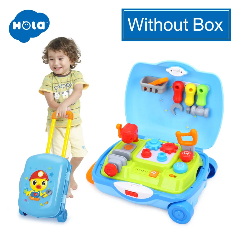 WITHOUT BOX HOLA 3106, Многофункциональный чемодан для детей, обучающий молоток, хит, игрушка, набор огней с регулируемым звуком, Обучающие музыкальные игрушки для мальчиков - Цвет: WITHOUT BOX