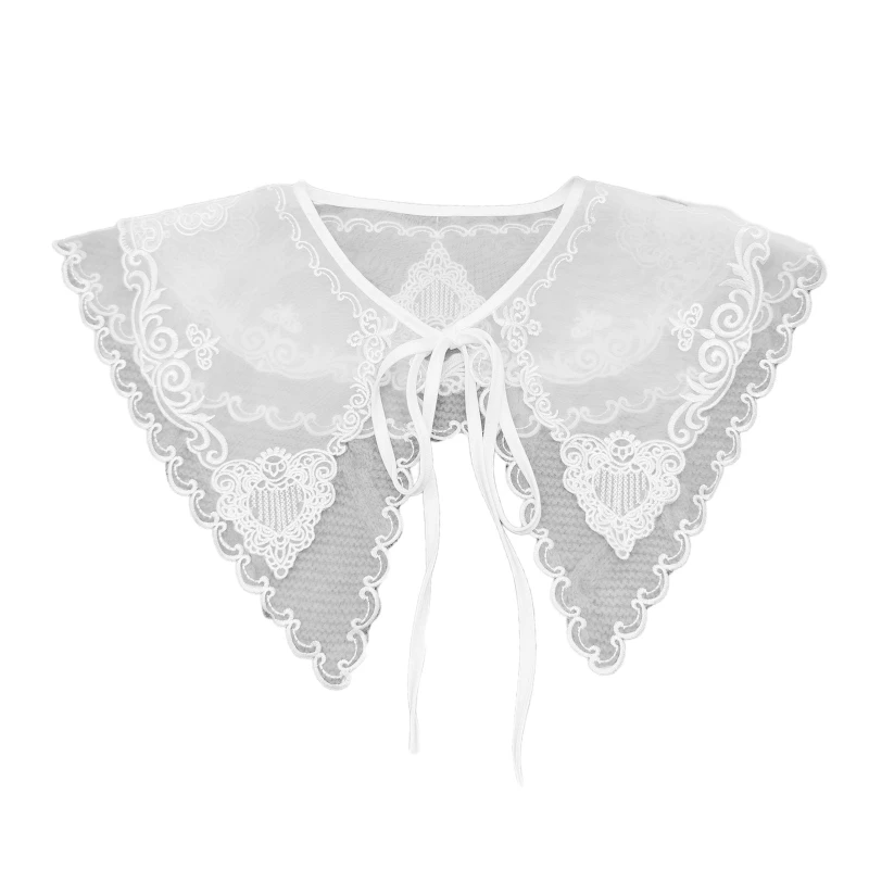 

Fake Collar Female Lace Shawl Shirt Floral False Collars Ladies Detachable Half Shirt Lapel Blouse Wrap Decoration P8DB