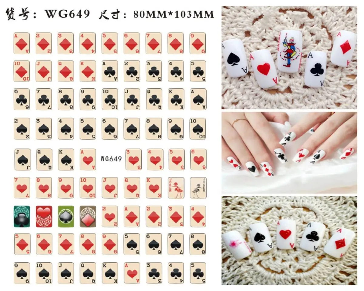 

New Poker Nail Stickers Playing Card Design Nail Sticker Nail Water Transfer Sticker Slider Nail Decoration Accessories Nail