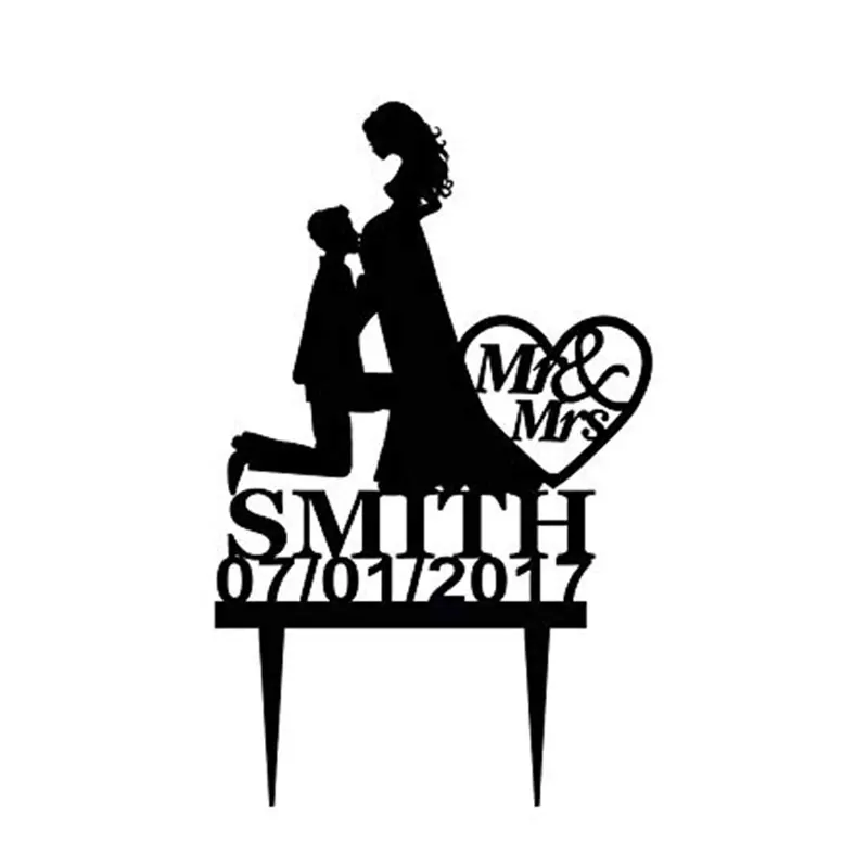 Персонализированные Mr и Mrs свадебный торт Топпер силуэт беременность душ