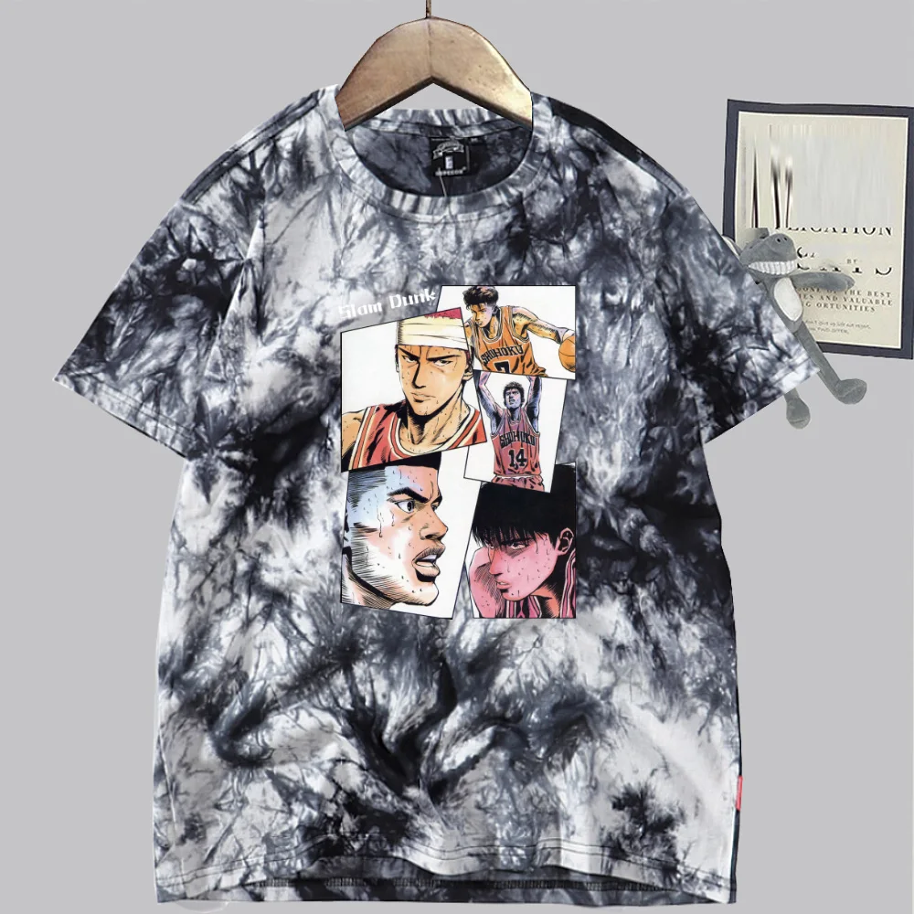 

Anime Slam Dunk Short Sleeve Round Neck Tie Dye Hip Hop Summer T-shirt