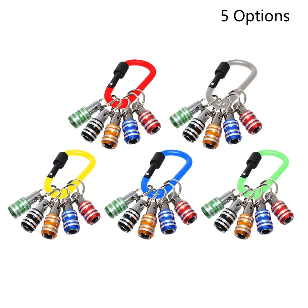 

5pcs 1/4" Hex Shank Screwdriver Bits Holder Extension Bar Adapter Keychain Bits Holder For Electric Screwdrivers / Drill Bits