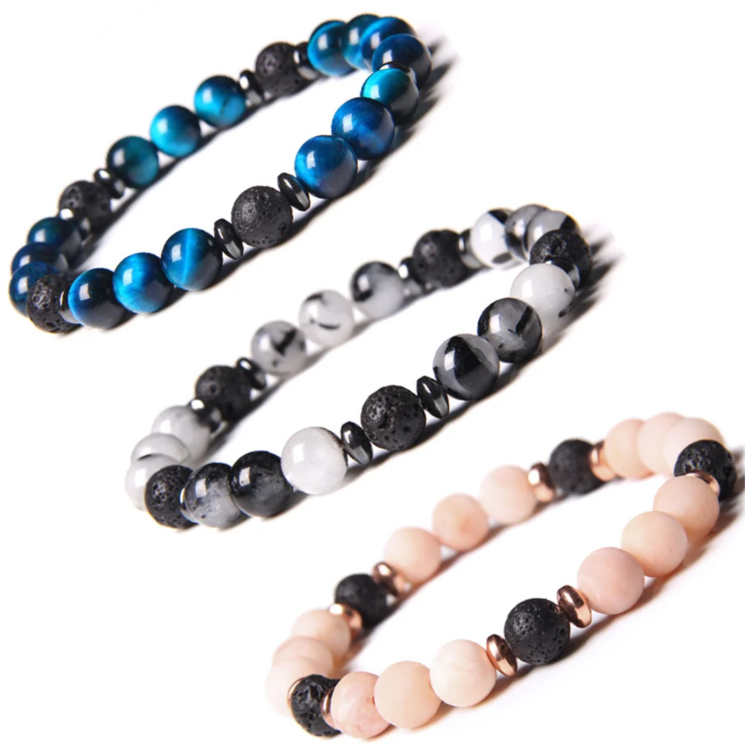 

Natural Pink Tanglin stone Bracelet couple Volcanic rock Charms for bracelet Yoga Women Accessories for jewelry Gift for men