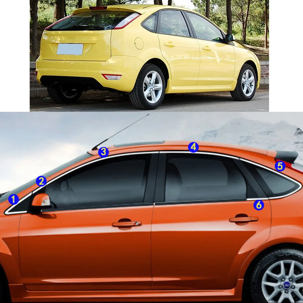 

Стайлинг автомобиля из нержавеющей стали, наклейка, украшение, столбик, окно, средняя полоса, отделка рамы, капоты, запчасти для Ford Focus Hatchback ...