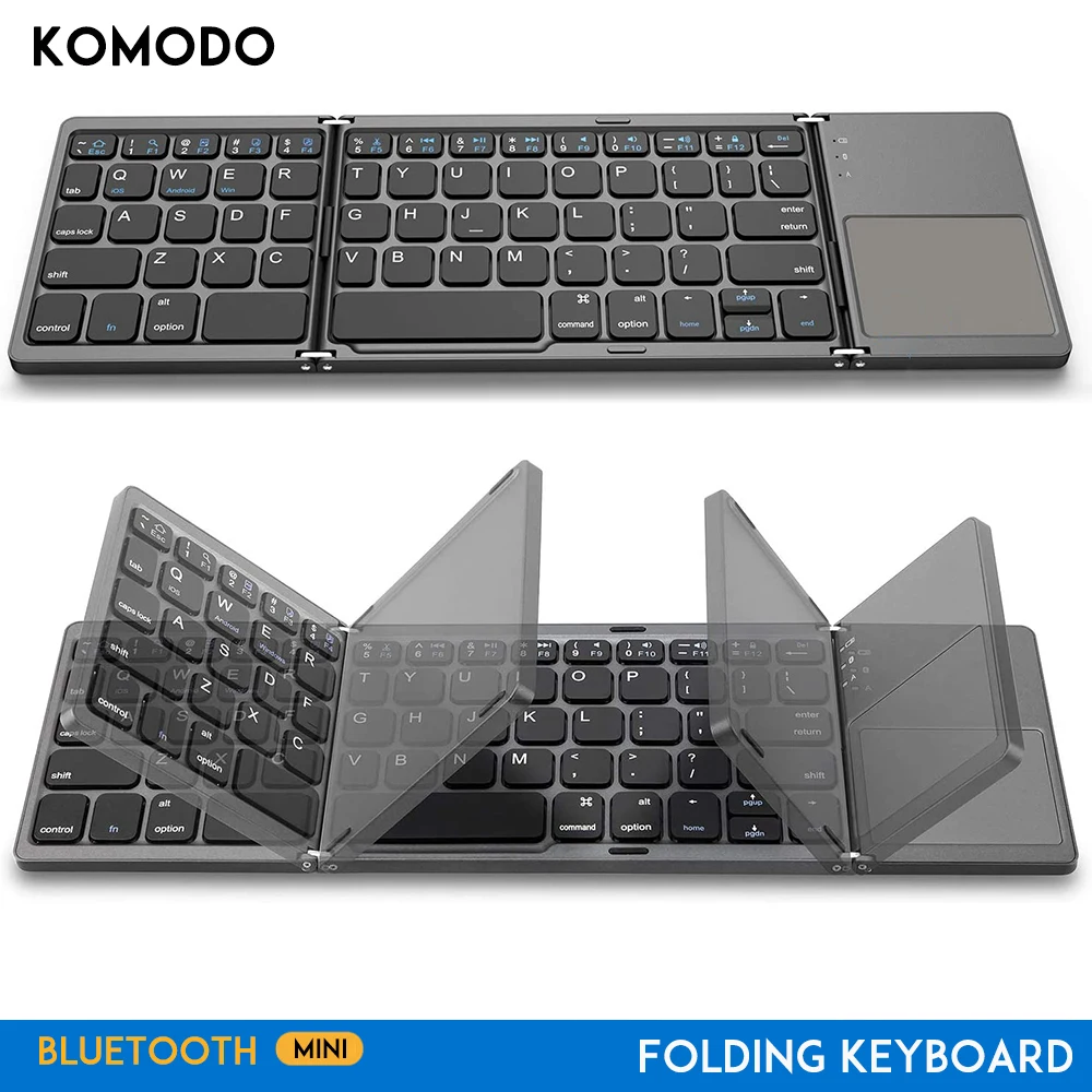 Мини складная клавиатура с сенсорной панелью совместимая Bluetooth KOMODO беспроводная