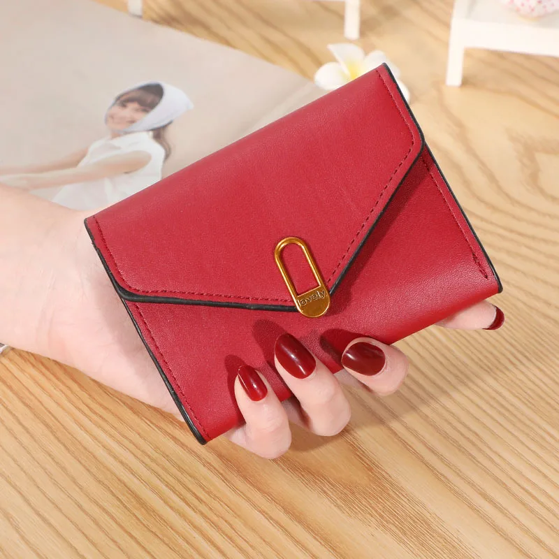 

Summer Small Women Wallet Short Fashion Leather Bags Female Mini Clutch Solid Color Card Holder Girls Coin Purses monedero mujer