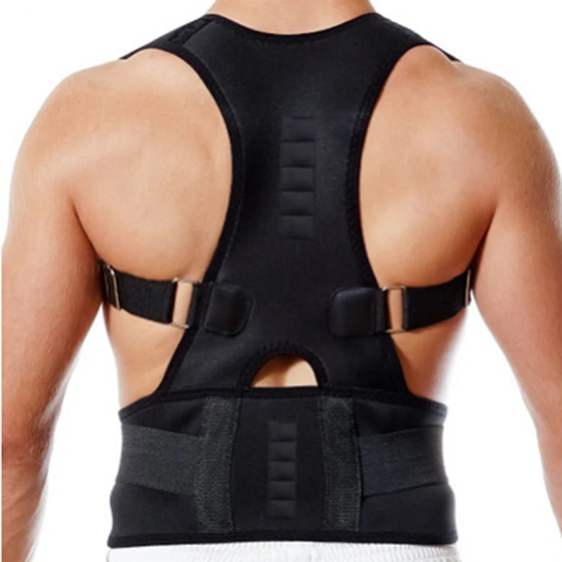 

Spine Support Belt For Men Women New Magnetic Posture Corrector Neoprene Back Corset Brace Straightener Shoulder Back Belt Black