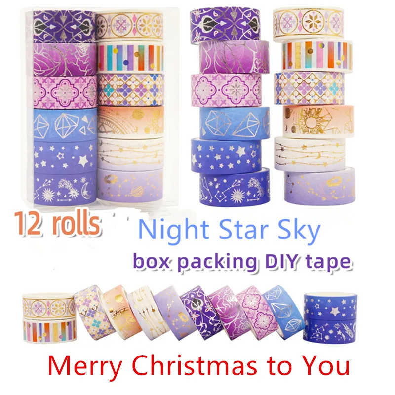 

Purple star gold foil Japanese laser washi tape set masking tapes for Scrapbooking DIY Stationary 2021new Valentines Gift