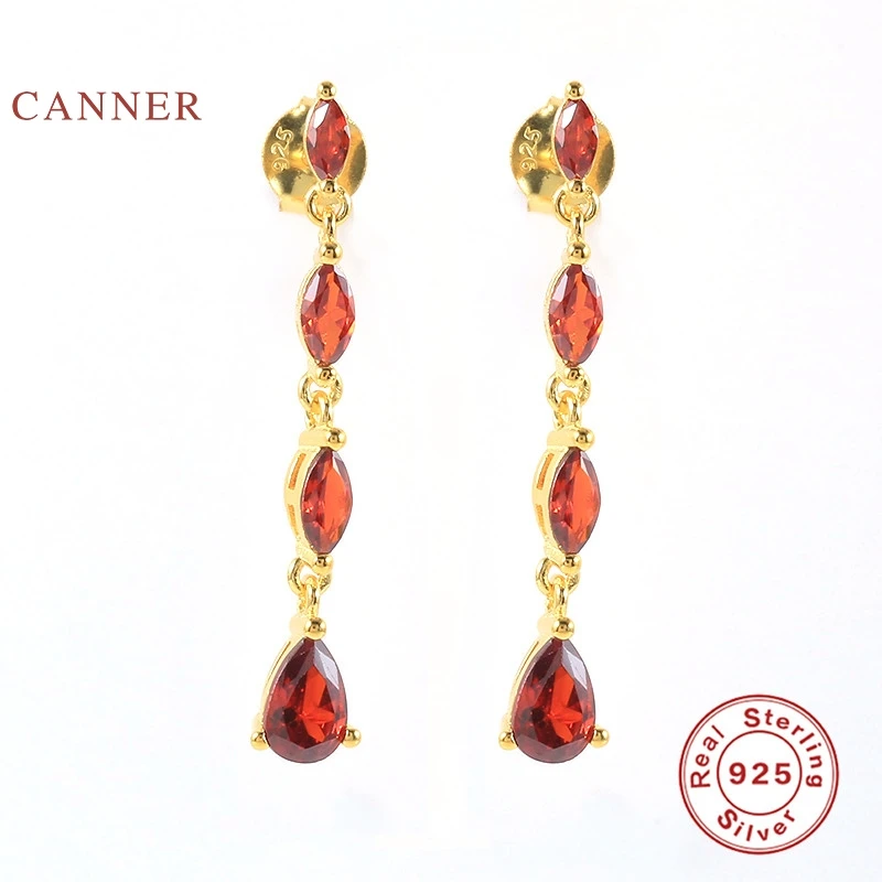 

CANNER 925 Sterling Silver Earrings For Women Tassel Chain Stud Earrings BoucleOreilleFemmePiercing Mom Gift 2021 Trend