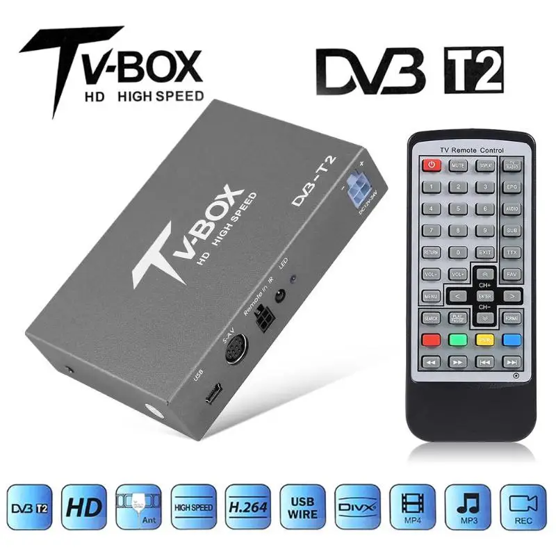 VODOOL автомобильный мобильный DVB T2 цифровая ТВ коробка мини HD приемник сигнала