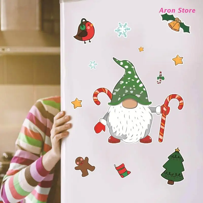 

Christmas Gnome Window Clings Fridge magnet Christmas Wall Sticker Home Decor