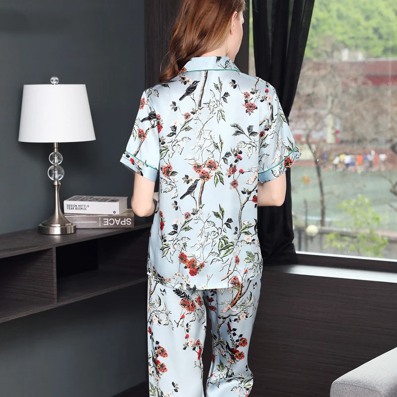 Women's Sleep & Lounge Summer 100% silk Pajama Sets woman 	T8152