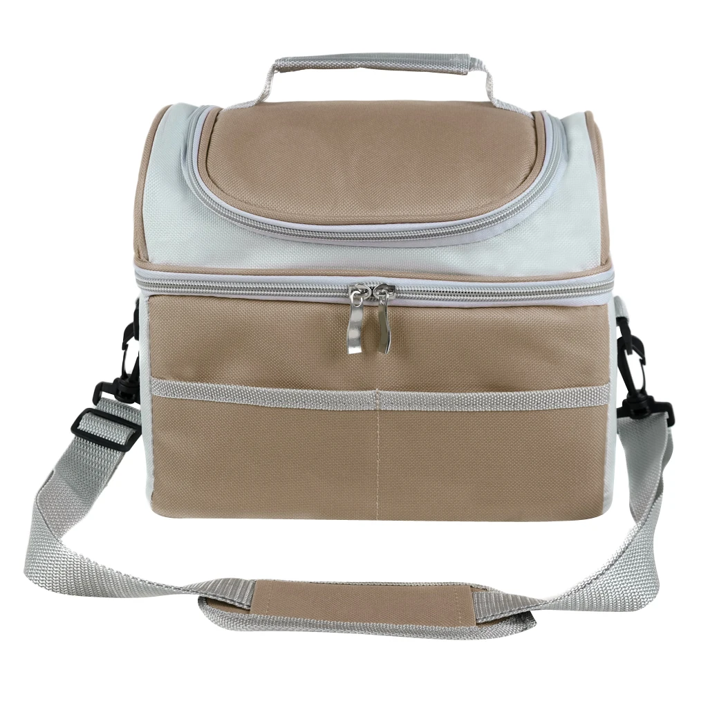 

2 Compartment Insulated Cooler Tote with Handle & Removable Shoulder Strap